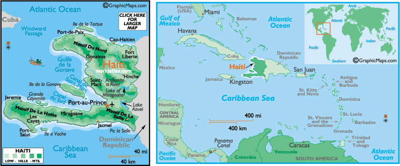 Map of Haiti, Caribbean